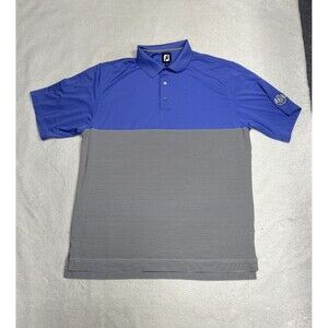 Footjoy FJ Blue Striped Men's Stretch Performance Golf Polo Shirt Size XL